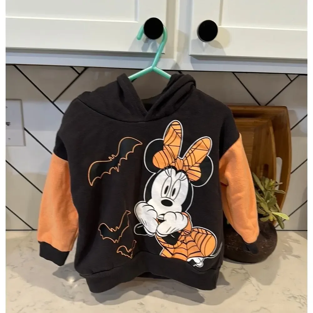 Disney Halloween Minnie Mouse Hoodie with bow and ears on hood-3T